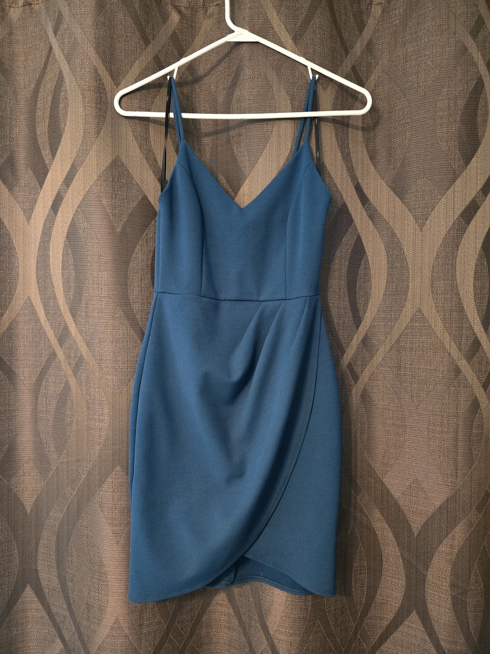 Lulu's Teal Spaghetti Strap Wrap Mini Dress
